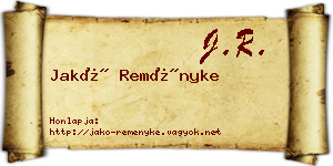 Jakó Reményke névjegykártya
